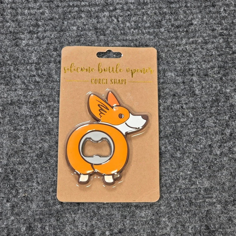 TMD Retail Novelty Bar Tool Corgi Silicone‎ Bottle Opener Orange White Dog NEW